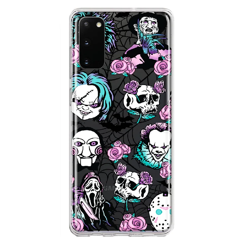 For Samsung Galaxy S20 Roses Halloween Spooky Horror Characters Spider Web Design Hybrid Protective Phone Case Cover