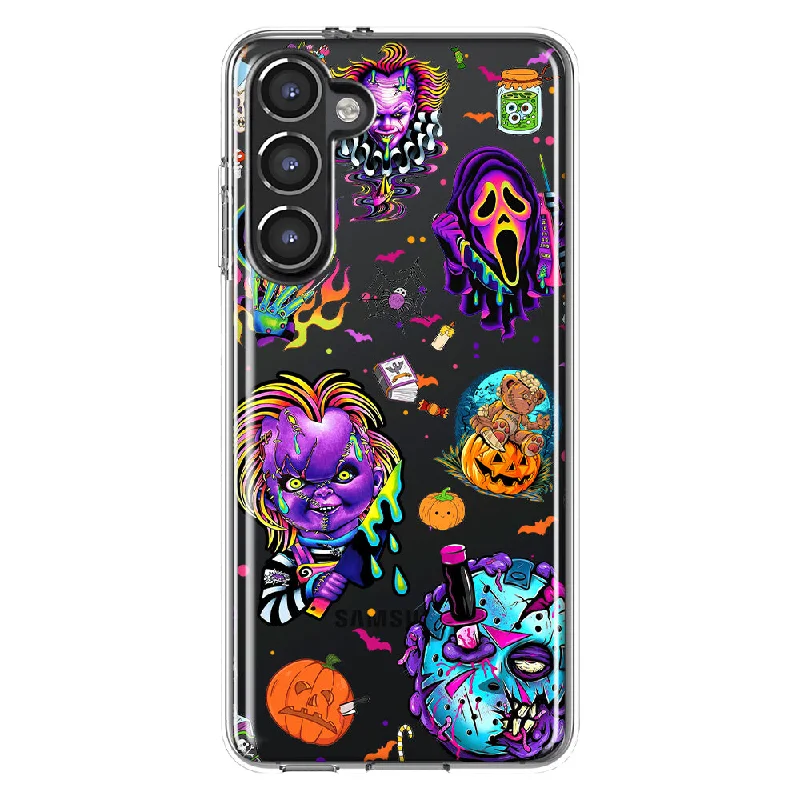 For Samsung Galaxy S23 Cute Halloween Spooky Horror Scary Neon Characters Design Hybrid Protective Phone Case Cover