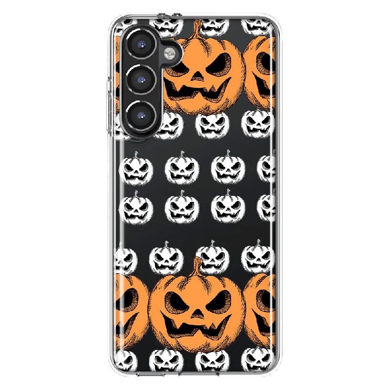 For Samsung Galaxy S23 Halloween Spooky Horror Scary Jack O Lantern Pumpkins Design Hybrid Protective Phone Case Cover