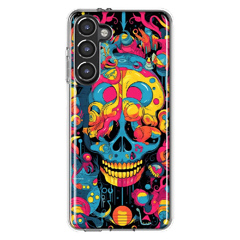 For Samsung Galaxy S23 Plus Psychedelic Trippy Death Skull Pop Art Design Hybrid Protective Phone Case Cover