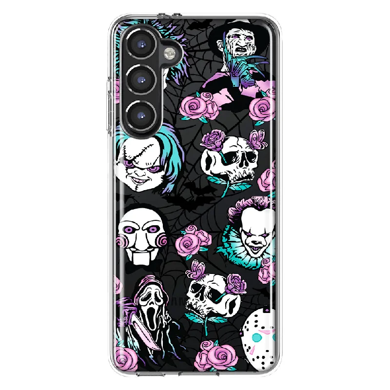 For Samsung Galaxy S23 Plus Roses Halloween Spooky Horror Characters Spider Web Design Hybrid Protective Phone Case Cover