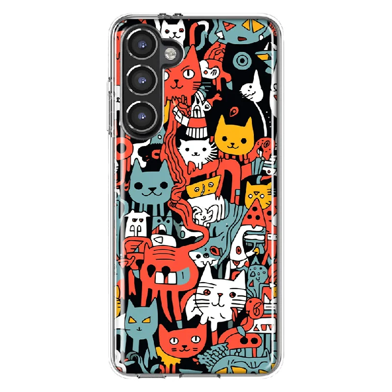 For Samsung Galaxy S23 Psychedelic Cute Cats Friends Pop Art Design Hybrid Protective Phone Case Cover