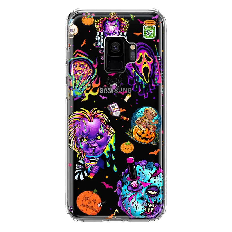 For Samsung Galaxy S9 Cute Halloween Spooky Horror Scary Neon Characters Design Hybrid Protective Phone Case Cover