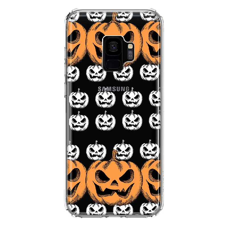 For Samsung Galaxy S9 Halloween Spooky Horror Scary Jack O Lantern Pumpkins Design Hybrid Protective Phone Case Cover