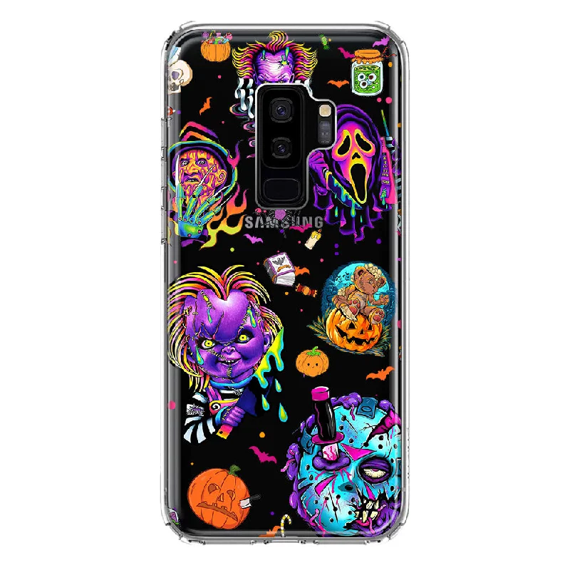 For Samsung Galaxy S9 Plus Cute Halloween Spooky Horror Scary Neon Characters Design Hybrid Protective Phone Case Cover