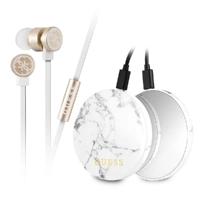 Power Bank And EarPhones - White Bundle Pack Power Bank 2000 Mah And In Ear Headphones Marble And Go - Guess