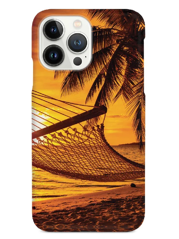 Hammock And Palm Trees - Beach Sunset - White Case