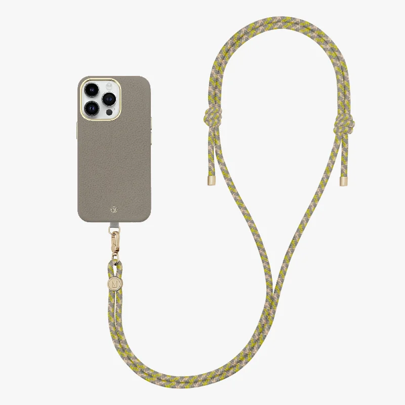 iPhone 16 Pro Leather MagSafe Case with Crossbody Rope Strap