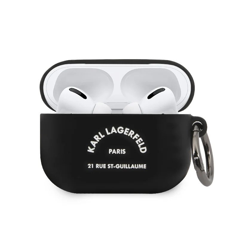 KARL LAGERFELD - AIRPOD PRO CASE COVER WITH RING / 3D WHITE RSG LOGO - SILICONE