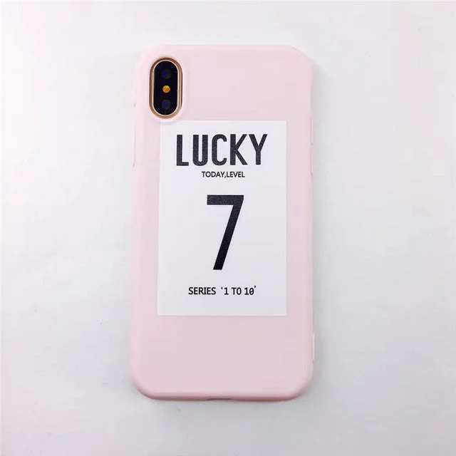 Lucky Case Pink Color Soft Rubber Cover For iPhone Xs 8 7 6S Plus