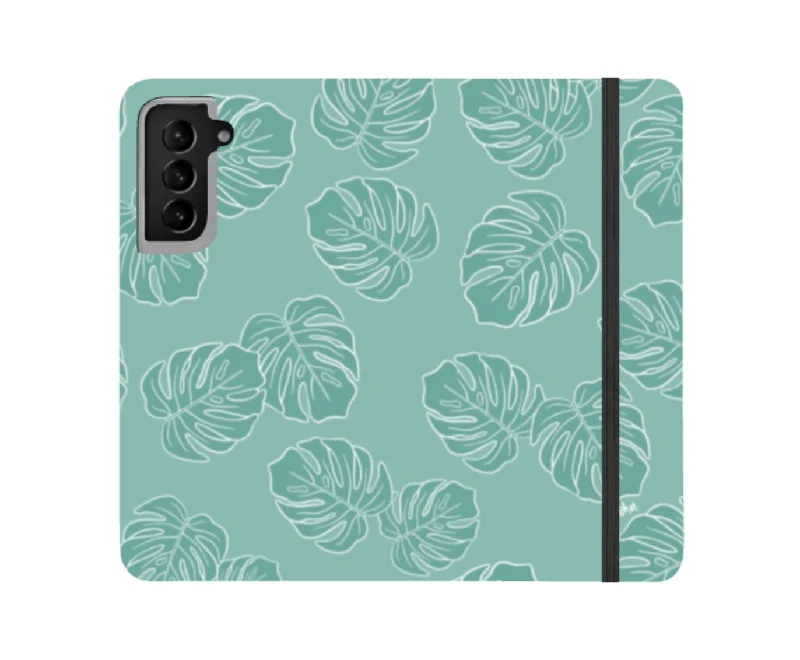 Monstera Teal - Wallet Case - Samsung