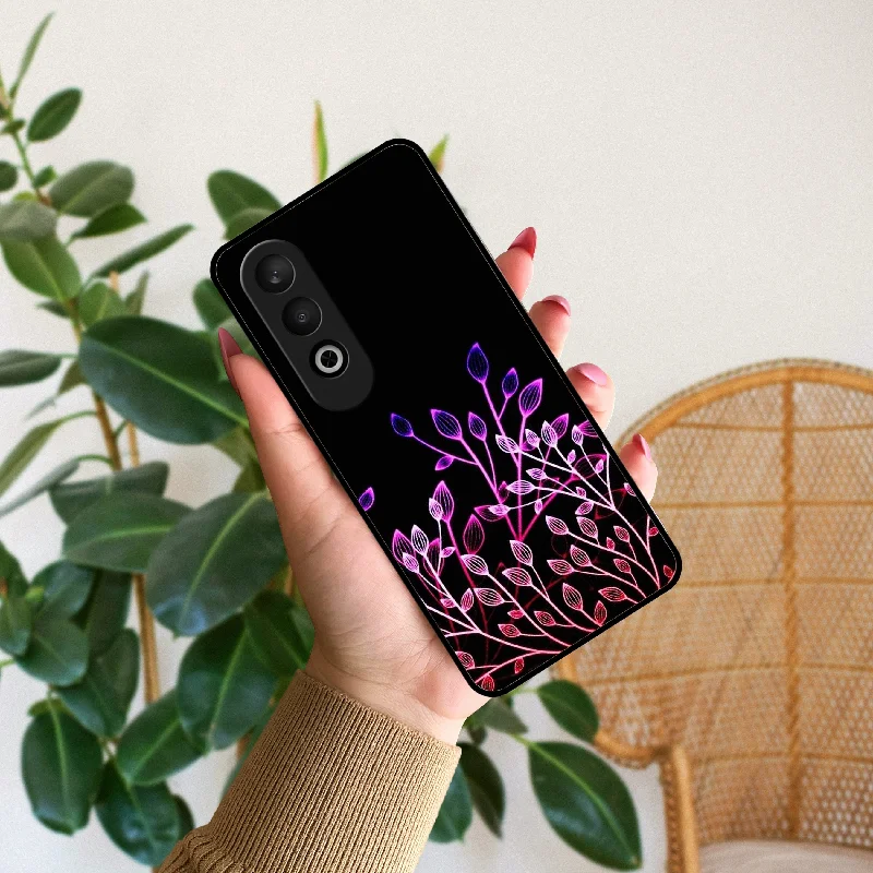 Multicolor Flower Print Glass Case Cover For OnePlus