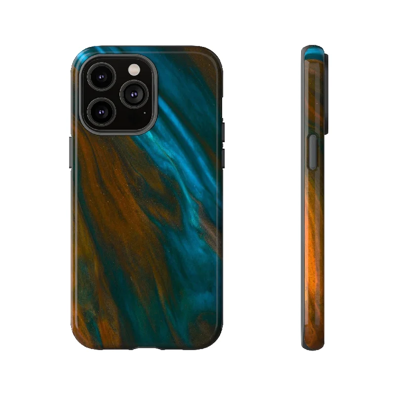 Neon Blue Ink Art - Protective Phone Case