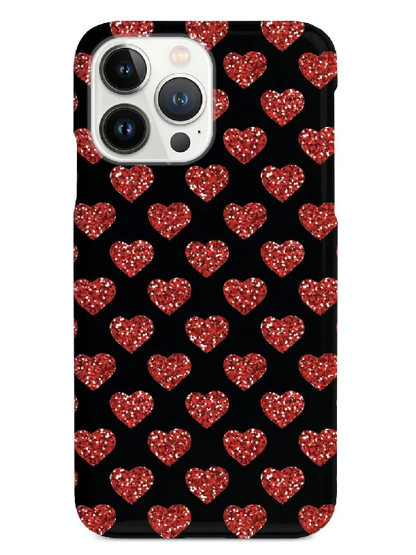 Red Glitter Heart Pattern - Black Case