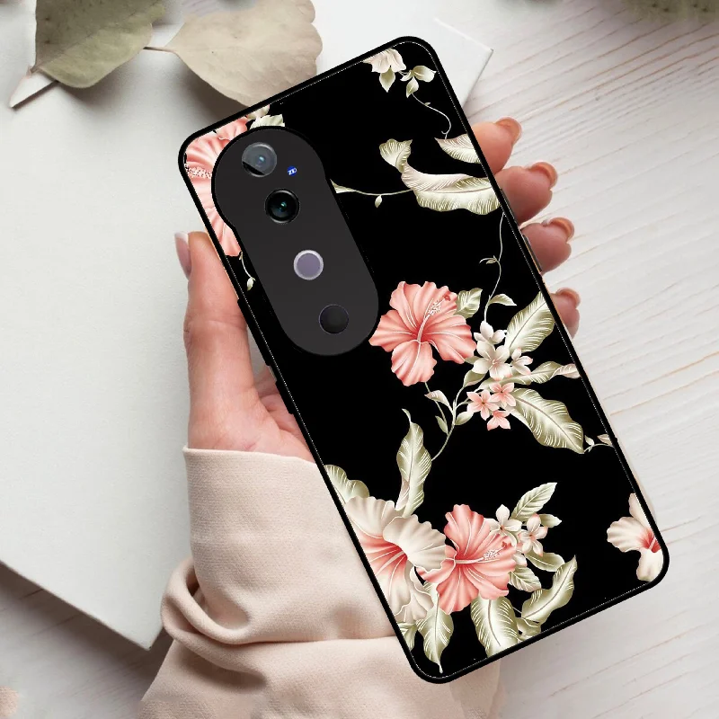 Retro Floral Glass Phone Case And Cover For Vivo