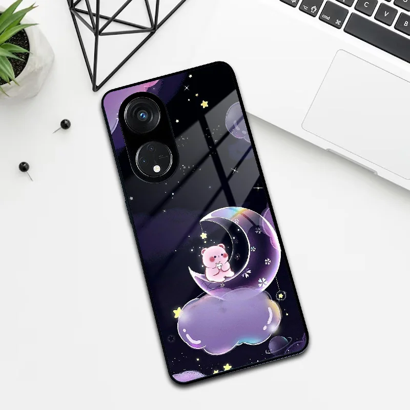 Sky Panda Design Glass Phone Case Cover For Oppo