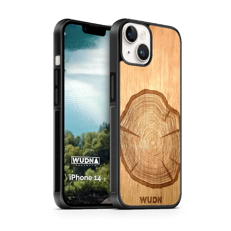 Slim Wooden iPhone Case (Tree Stump in Mahogany)