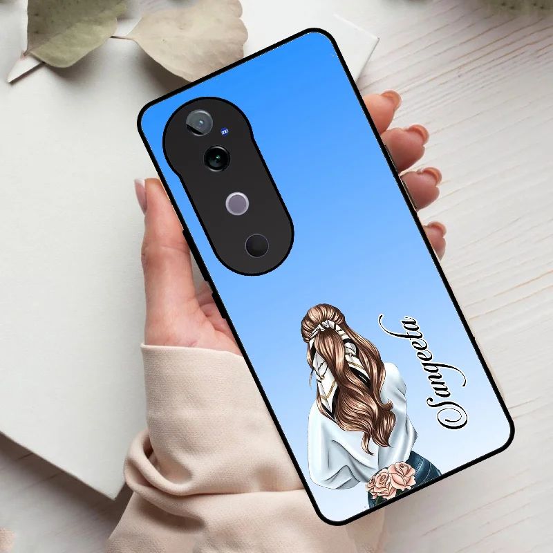 Styles Girl Customize Name Glass Case For Vivo