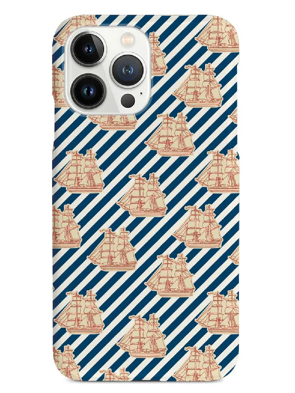 Tall Ship - Diagonal Stripes Pattern - White Case