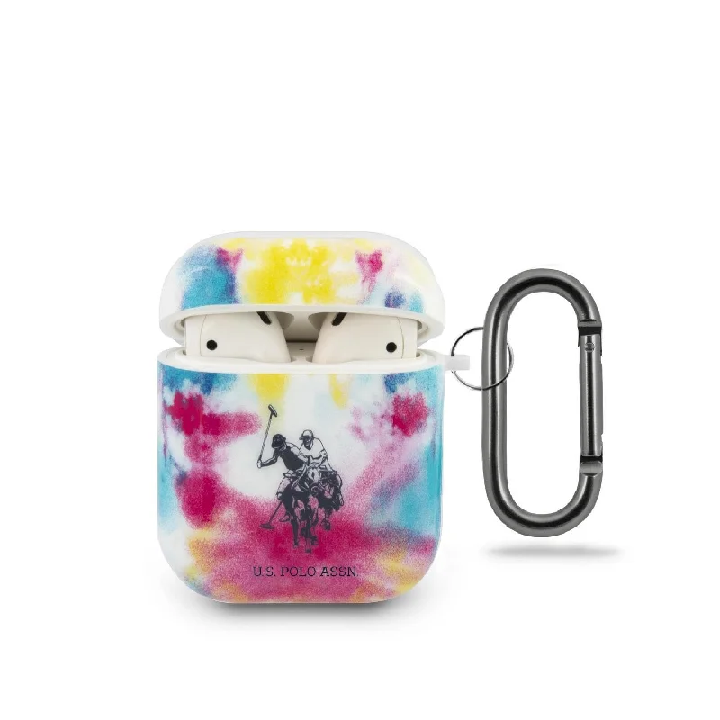 AirPods 1/2 - Hard Case Multicolor Shiny Tie & Dye Print Double Horse Logo - U.S. Polo Assn.