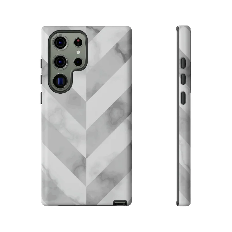 White Herringbone Android Case - Protective Phone Case