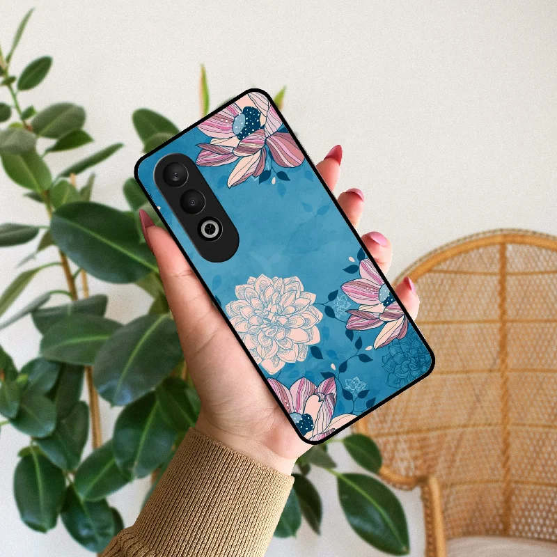 Blue Flower Glass Phone Cover for OnePlus