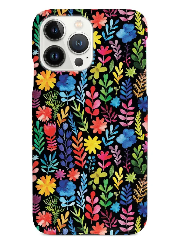 Bright And Colorful Watercolor Flowers - Black Case