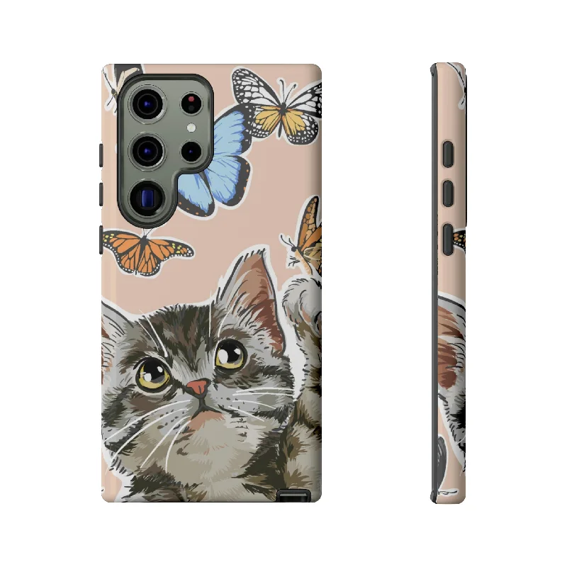 Cute Cat Butterflies Android Case - Protective Phone Case