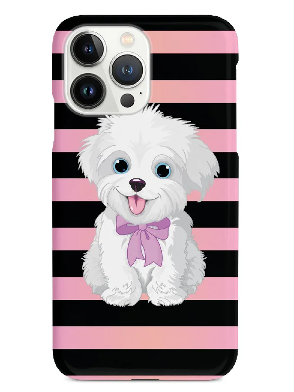 Cute Maltese Puppy Cartoon - Black Case