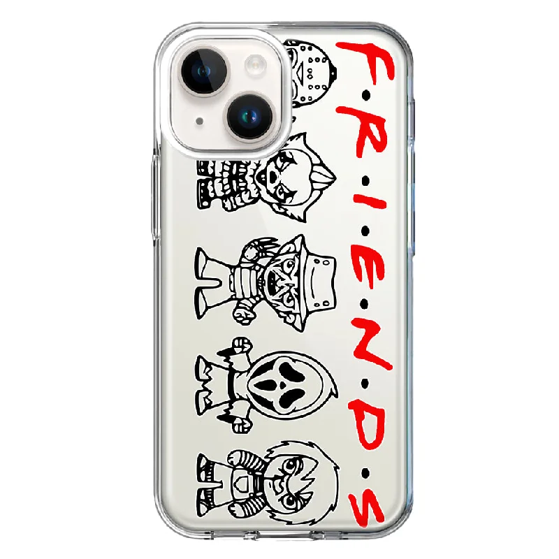 For Apple iPhone 13 Mini Cute Halloween Spooky Horror Scary Characters Friends Design Hybrid Protective Phone Case Cover