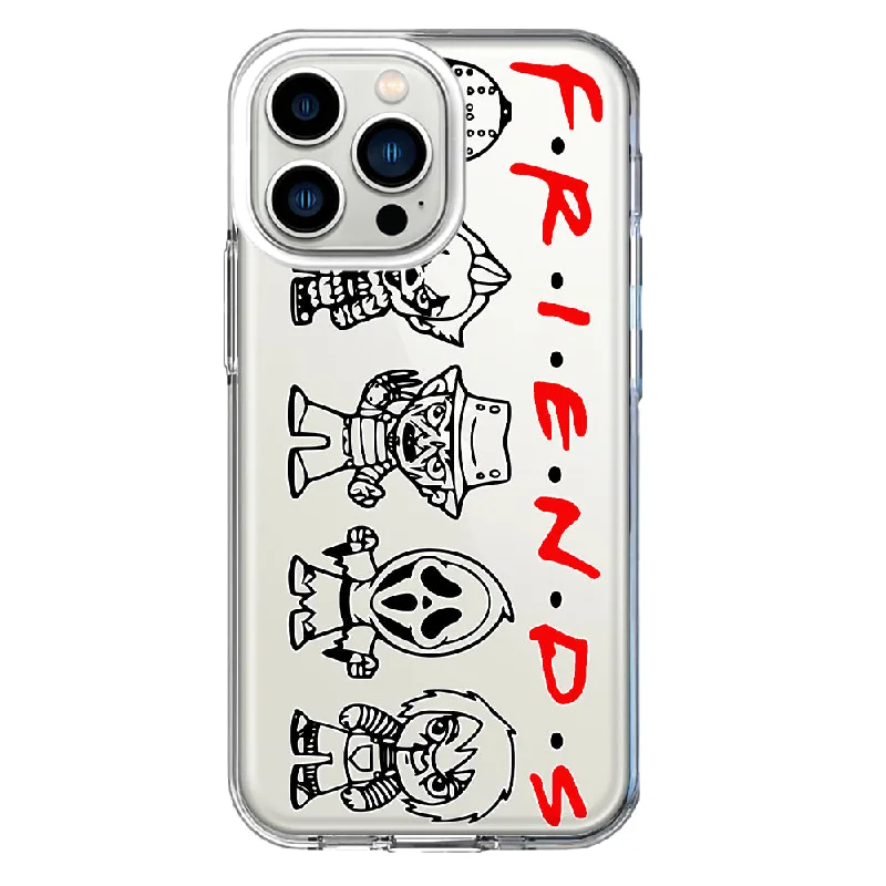 For Apple iPhone 13 Pro Cute Halloween Spooky Horror Scary Characters Friends Design Hybrid Protective Phone Case Cover