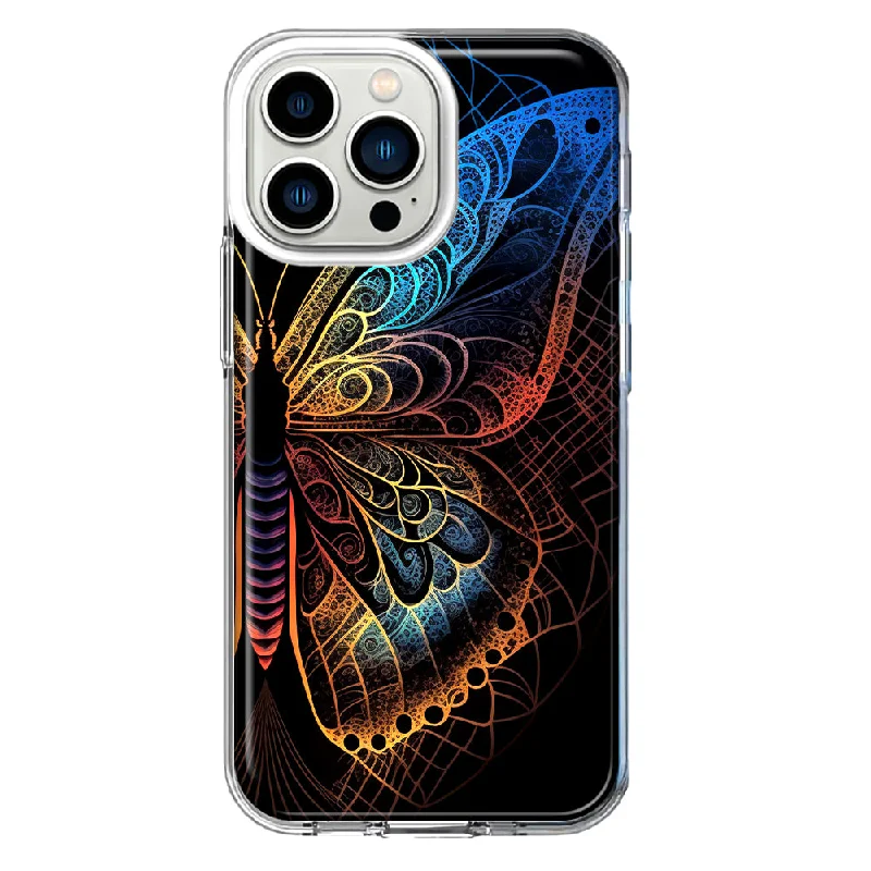 For Apple iPhone 13 Pro Mandala Geometry Abstract Butterfly Pattern Design Hybrid Protective Phone Case Cover