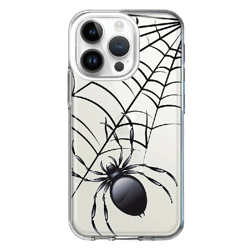 For Apple iPhone 14 Pro Creepy Black Spider Web Halloween Horror Spooky Design Hybrid Protective Phone Case Cover