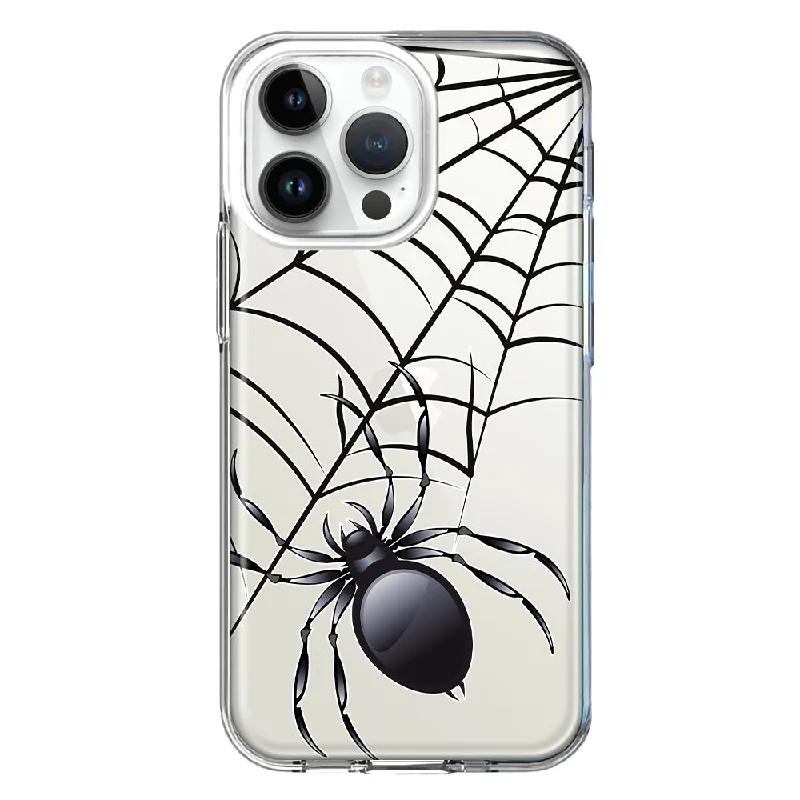 For Apple iPhone 14 Pro Max Creepy Black Spider Web Halloween Horror Spooky Design Hybrid Protective Phone Case Cover