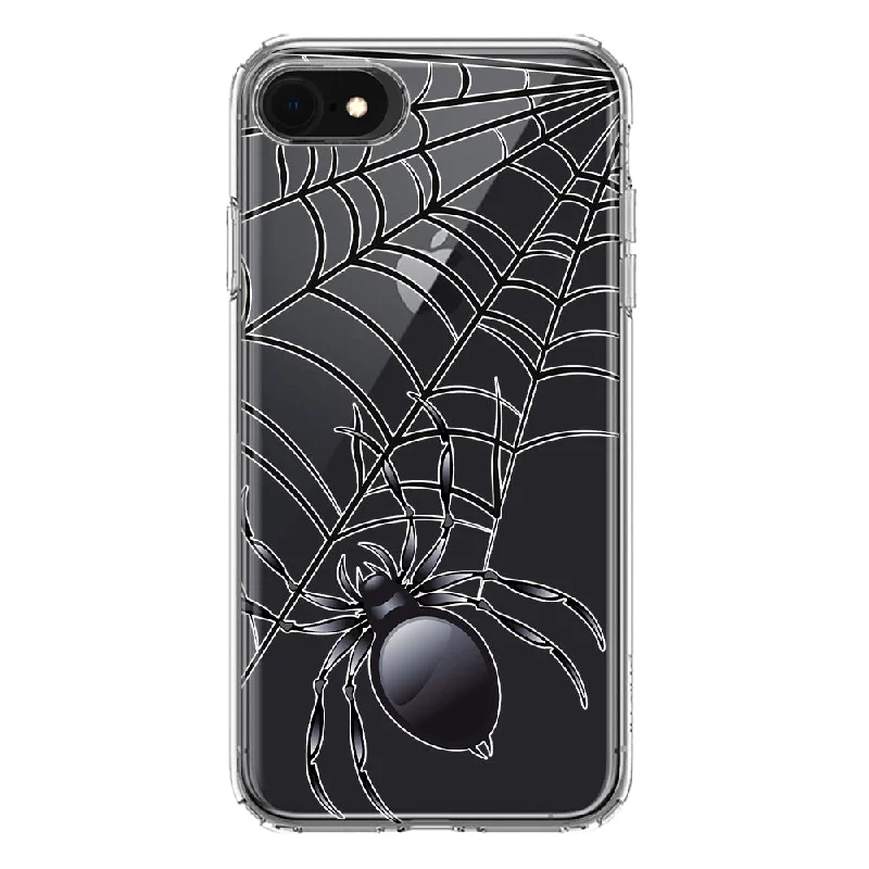 For Apple iPhone 6/7/8/SE 2020/SE 3 2022 Creepy Black Spider Web Halloween Horror Spooky Design Hybrid Protective Phone Case Cover