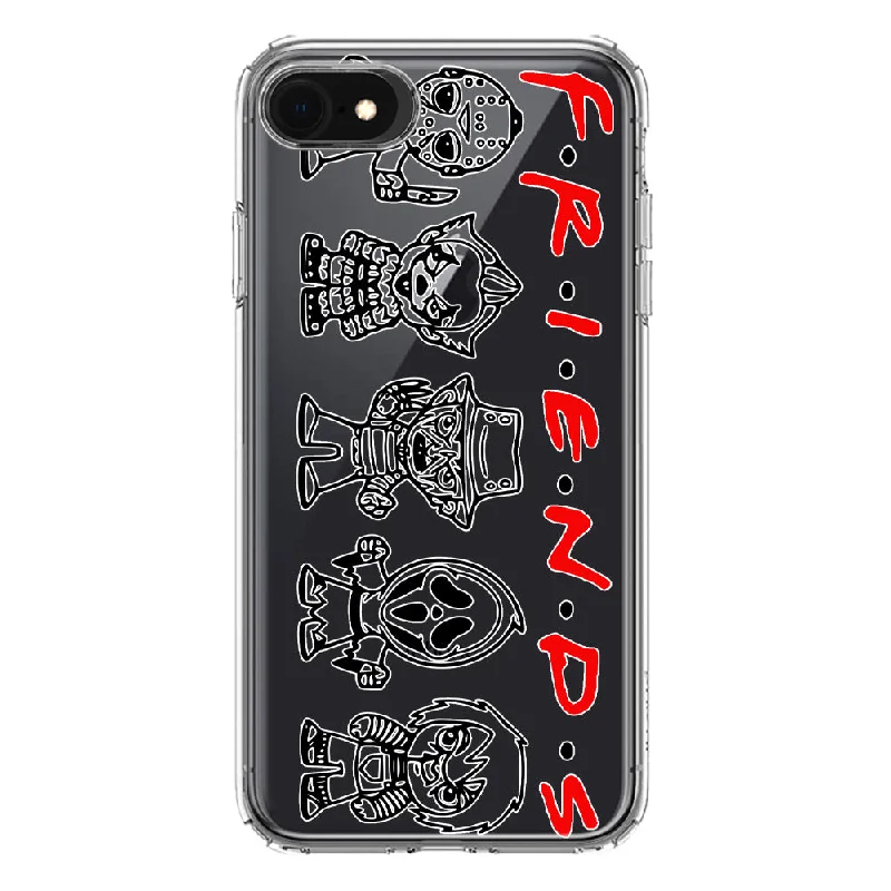 For Apple iPhone 6/7/8/SE 2020/SE 3 2022 Cute Halloween Spooky Horror Scary Characters Friends Design Hybrid Protective Phone Case Cover