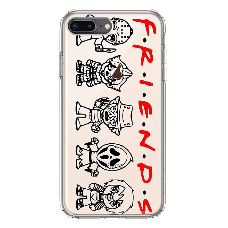 For Apple iPhone 7/8 Plus Cute Halloween Spooky Horror Scary Characters Friends Design Hybrid Protective Phone Case Cover