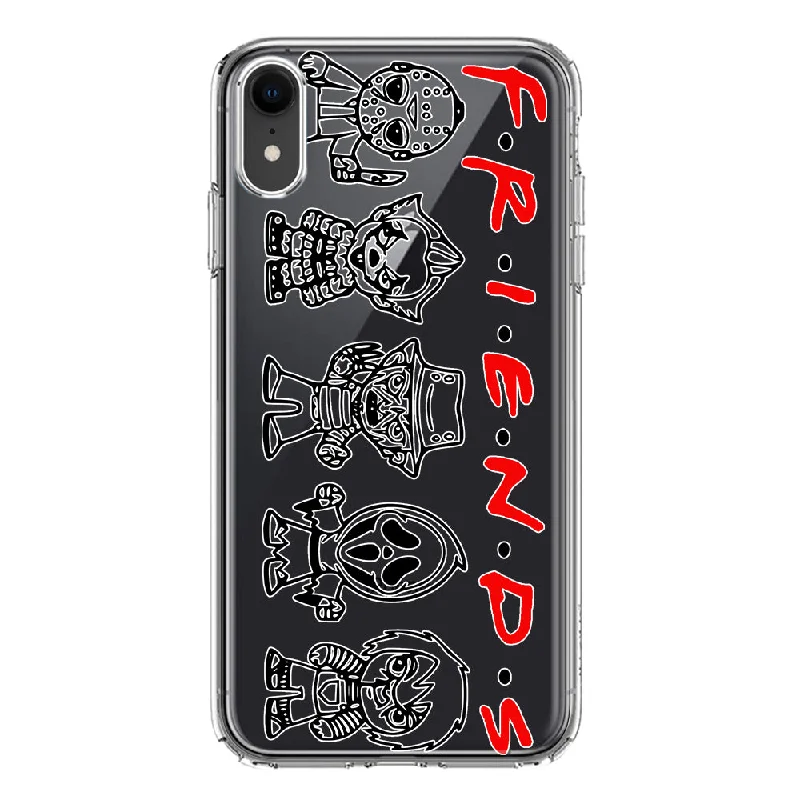 For Apple iPhone XR Cute Halloween Spooky Horror Scary Characters Friends Design Hybrid Protective Phone Case Cover