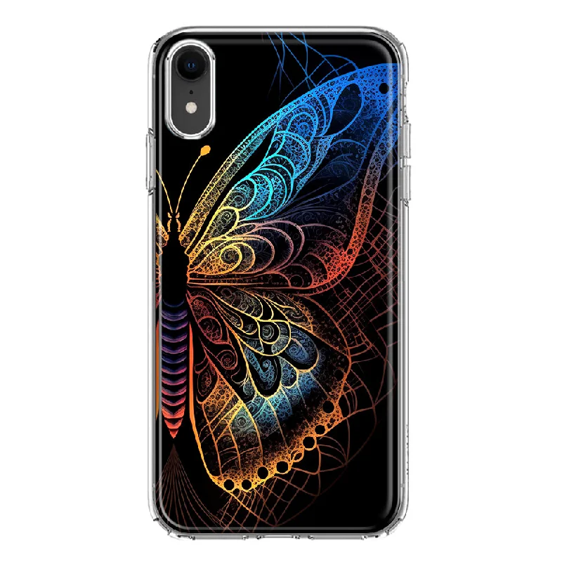 For Apple iPhone XR Mandala Geometry Abstract Butterfly Pattern Design Hybrid Protective Phone Case Cover