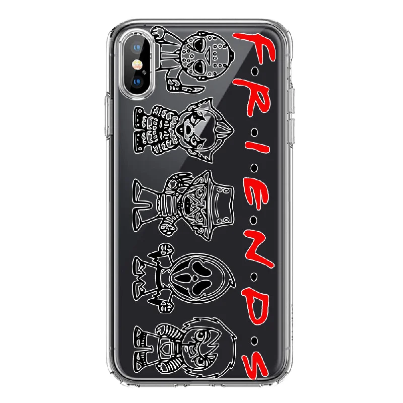 For Apple iPhone XS Max Cute Halloween Spooky Horror Scary Characters Friends Design Hybrid Protective Phone Case Cover