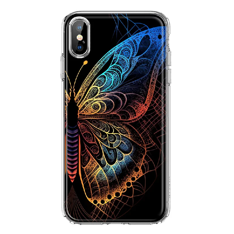 For Apple iPhone XS/X Mandala Geometry Abstract Butterfly Pattern Design Hybrid Protective Phone Case Cover