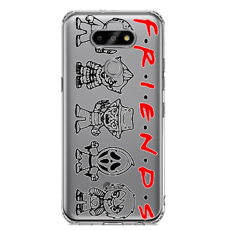 For LG Aristo 5/Phoenix 5/Risio 4 Cute Halloween Spooky Horror Scary Characters Friends Design Hybrid Protective Phone Case Cover