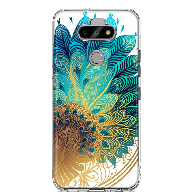 For LG Aristo 5/Phoenix 5/Risio 4 Mandala Geometry Abstract Peacock Feather Pattern Design Hybrid Protective Phone Case Cover