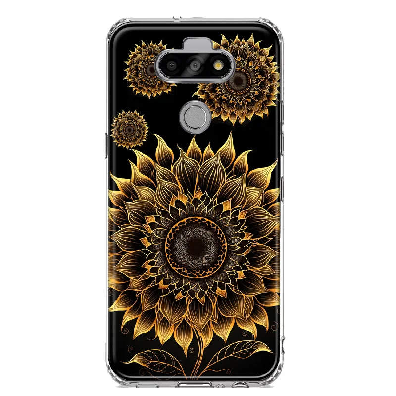 For LG Aristo 5/Phoenix 5/Risio 4 Mandala Geometry Abstract Sunflowers Pattern Design Hybrid Protective Phone Case Cover