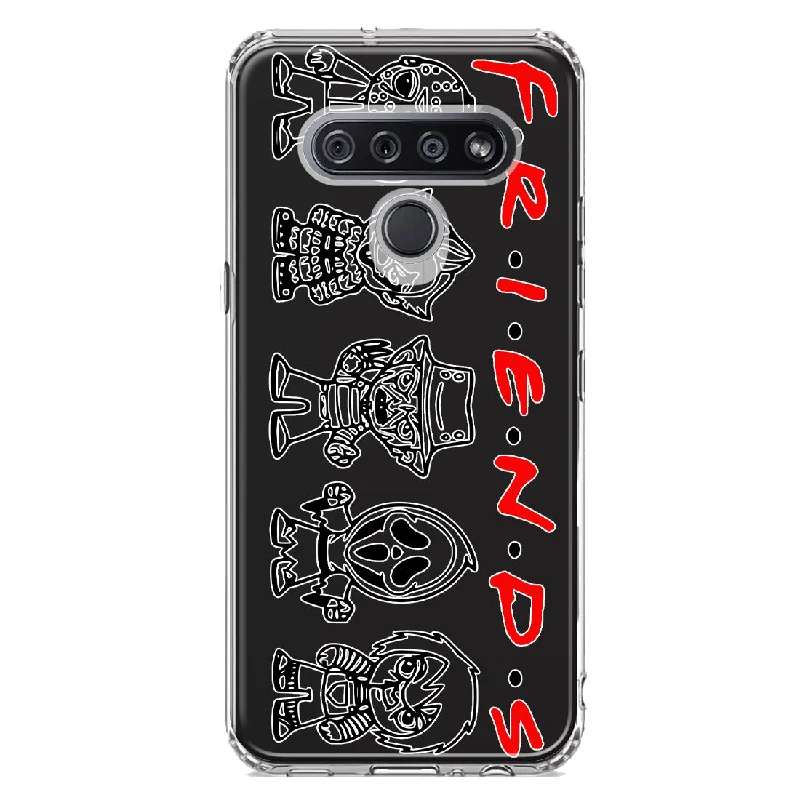 For LG K51 Cute Halloween Spooky Horror Scary Characters Friends Design Hybrid Protective Phone Case Cover