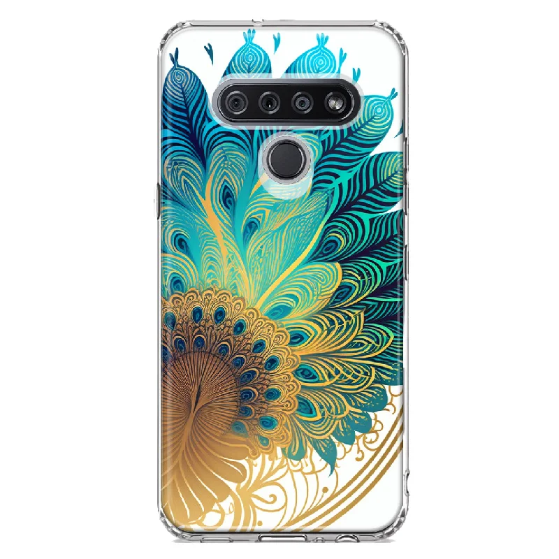 For LG Stylo 6 Mandala Geometry Abstract Peacock Feather Pattern Design Hybrid Protective Phone Case Cover