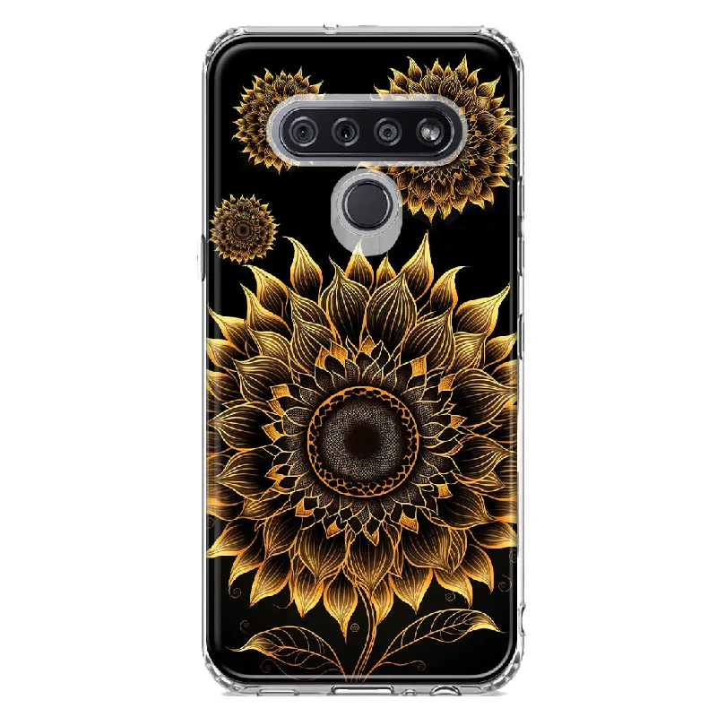 For LG Stylo 6 Mandala Geometry Abstract Sunflowers Pattern Design Hybrid Protective Phone Case Cover