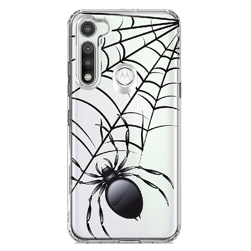 For Motorola Moto G Fast Creepy Black Spider Web Halloween Horror Spooky Design Hybrid Protective Phone Case Cover