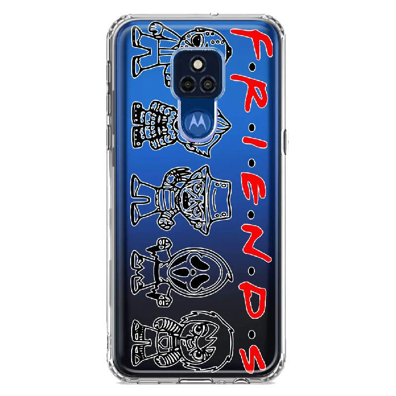 For Motorola Moto G Play 2021 Cute Halloween Spooky Horror Scary Characters Friends Design Hybrid Protective Phone Case Cover