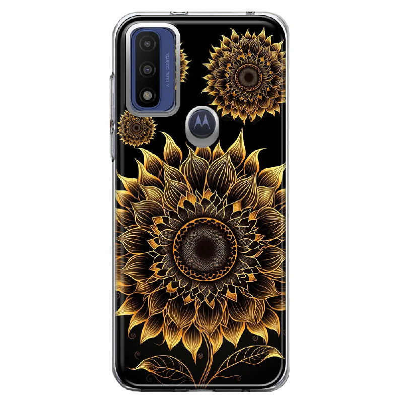 For Motorola Moto G Play 2023 Mandala Geometry Abstract Sunflowers Pattern Design Hybrid Protective Phone Case Cover